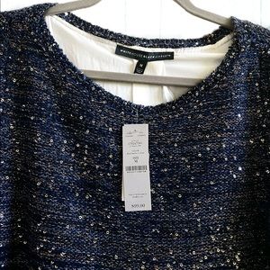 White House Black Market SHIMMER-KNIT Long Sleeve Blouse